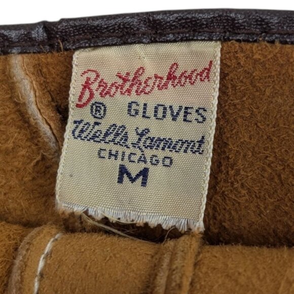 VTG Brotherhood Gloves by Wells Lamont Chicago 1694 Sz M Yellow Buckskin Leather - Picture 10 of 13